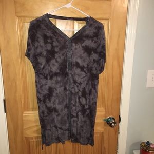 American Eagle Black & Gray Tie Dye Tee